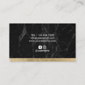 メイクアップアーティストモダン金ゴールドドリップホワイトマーブル 名刺 (裏面)