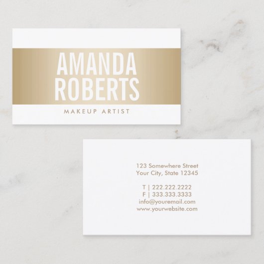メイクアップアーティストモダン金ゴールドベルはっきりしたト 名刺 (正面/裏面)