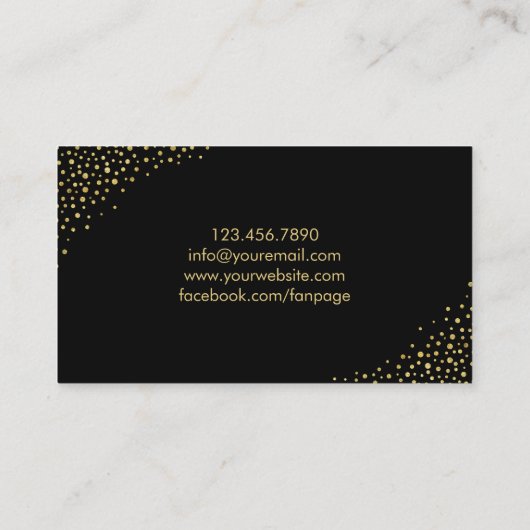 メイクアップアーティストモダン金ゴールドリップシック紙吹雪ドット 名刺 (裏面)