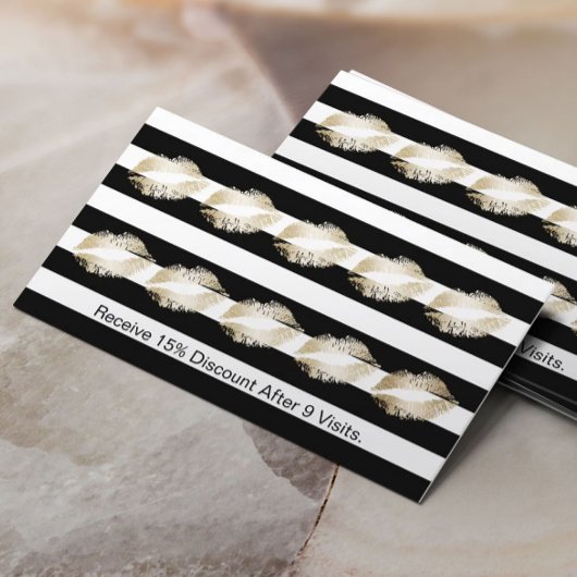 メイクアップアーティストモダン金ゴールドリップロイヤリティパンチ ロイヤリティカード