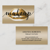 メイクアップアーティストモダン金ゴールドリップ美しいサロン 名刺 (正面/裏面)