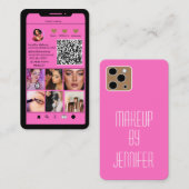 メイクアップアーティストモダンQRコードInstagramグリッド 名刺 (正面/裏面)