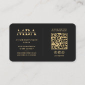 メイクアップアーティストモノグラムエレガントブラックモダン 名刺 (裏面)