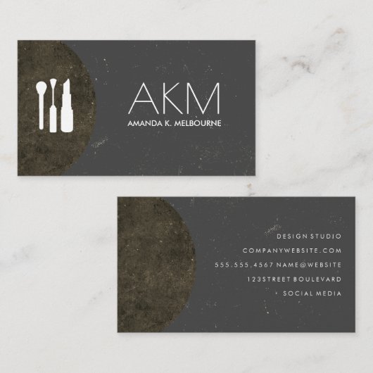 メイクアップアーティストモノグラム洗練 名刺 (正面/裏面)