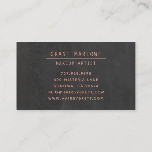 メイクアップアーティストモノグラム銅シャルボードブラック 名刺 (裏面)