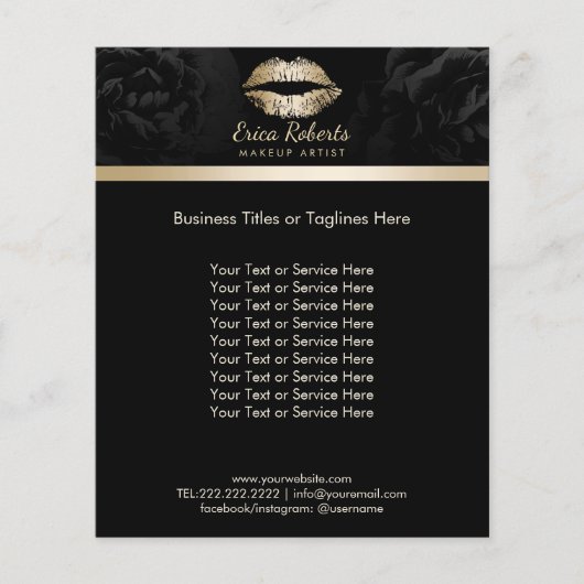 メイクアップアーティストラグジュアリー金ゴールドリップクラッシーブブラックフローラ チラシ (正面)