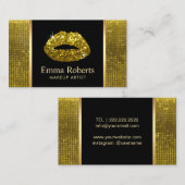 メイクアップアーティストラグジュアリー金ゴールドリップモダン美しいサロン 名刺 (正面/裏面)