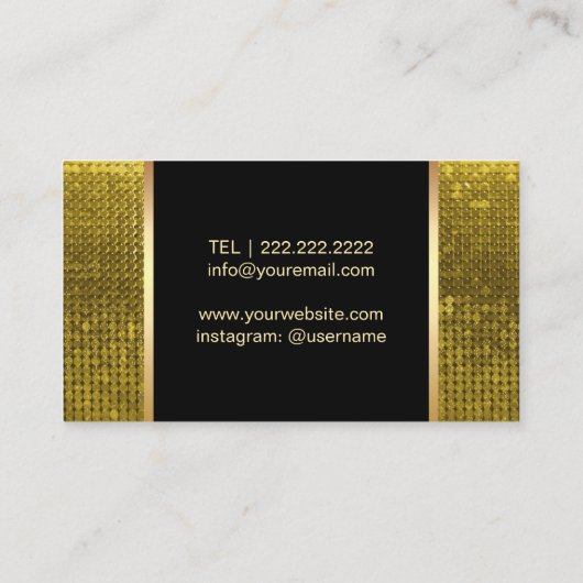 メイクアップアーティストラグジュアリー金ゴールドリップモダン美しいサロン 名刺 (裏面)