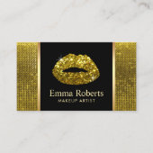 メイクアップアーティストラグジュアリー金ゴールドリップモダン美しいサロン 名刺 (正面)