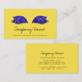 メイクアップアーティストラッシュエクステンション王室のブルーイエロー 予約カード (正面/裏面)