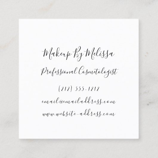 メイクアップアーティストラッシュエクステンション紫バイオレット スクエア名刺 (裏面)