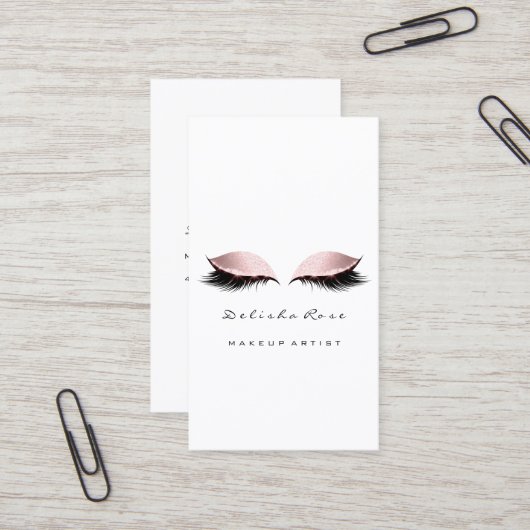 メイクアップアーティストラッシュグリッターパステルピンクアイ 名刺 (正面/裏面インサイチュ)