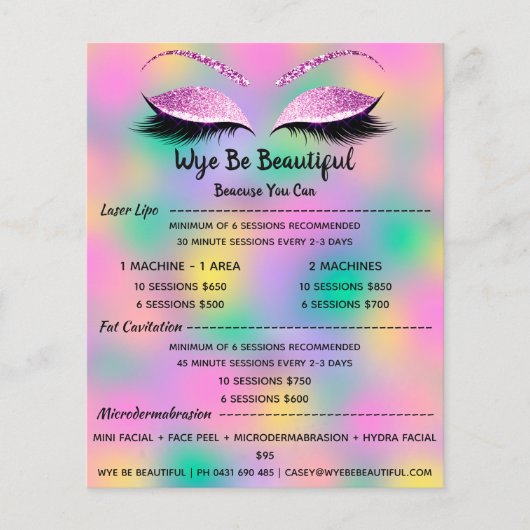 メイクアップアーティストラッシュグリッター価格表美容師 チラシ (正面)