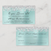 メイクアップアーティストラッシュシルバードリップスイベントプランナーブルー 予約カード (正面/裏面)