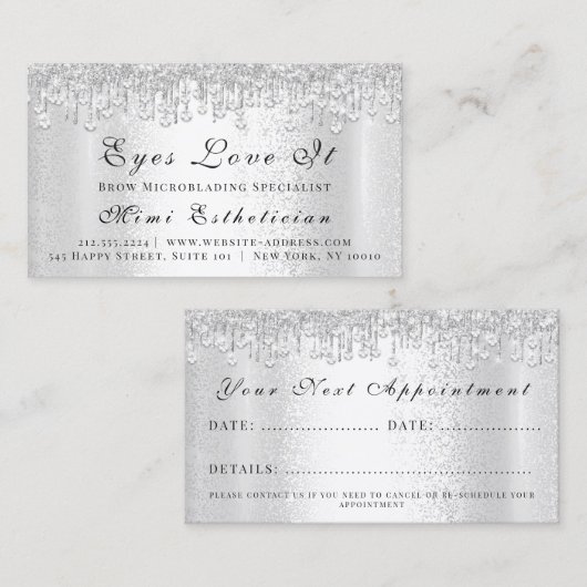メイクアップアーティストラッシュシルバードリップススパ美容師 予約カード (正面/裏面)