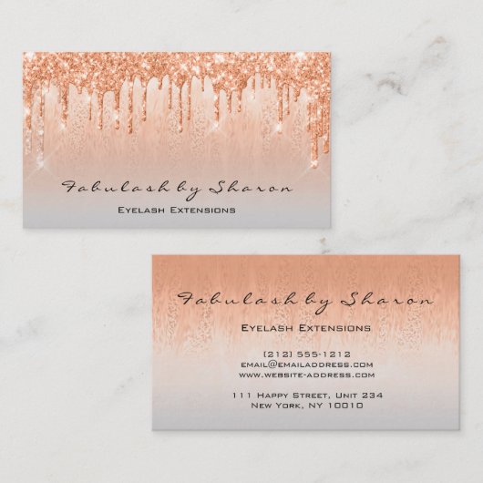 メイクアップアーティストラッシュズグリッタードリップコーラルグレー 名刺 (正面/裏面)