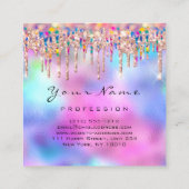 メイクアップアーティストラッシュズ爪、 ネイル自筆証書ユニコーン雨 スクエア名刺 (裏面)