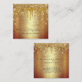 メイクアップアーティストラッシュドリップスMUAラックスウォーム金ゴールド スクエア名刺 (正面/裏面)