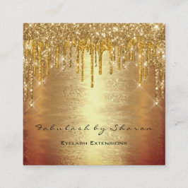 メイクアップアーティストラッシュドリップスMUAラックスウォーム金ゴールド スクエア名刺