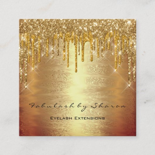 メイクアップアーティストラッシュドリップスMUAラックスウォーム金ゴールド スクエア名刺 (正面)