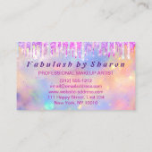 メイクアップアーティストラッシュホログラフヘアピンクハサミ 名刺 (裏面)