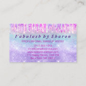 メイクアップアーティストラッシュホログラフユニコーンピンクのはさみ 名刺 (裏面)