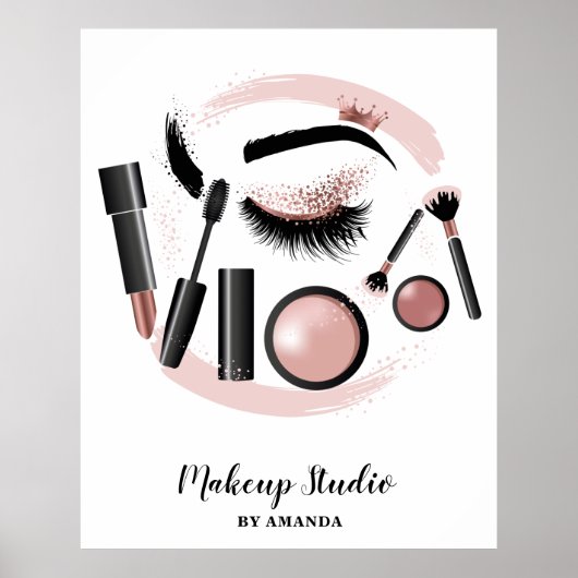 メイクアップアーティストラッシュマスカラリップスティックバラ金ゴールド ポスター (正面)