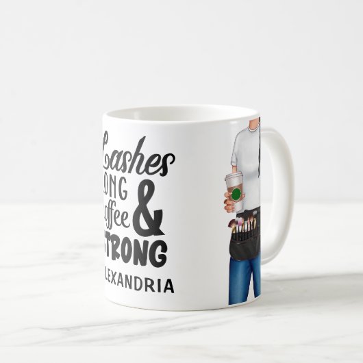 メイクアップアーティストラッシュロングパーソナライズされた引用文 コーヒーマグカップ (正面右)