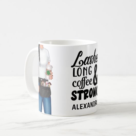 メイクアップアーティストラッシュロングパーソナライズされた引用文 コーヒーマグカップ (正面左)