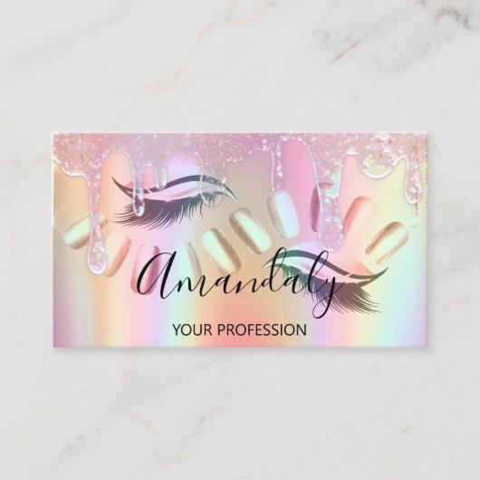 メイクアップアーティストラッシュ爪、 ネイルカスタムロゴドリップ 名刺 (正面)