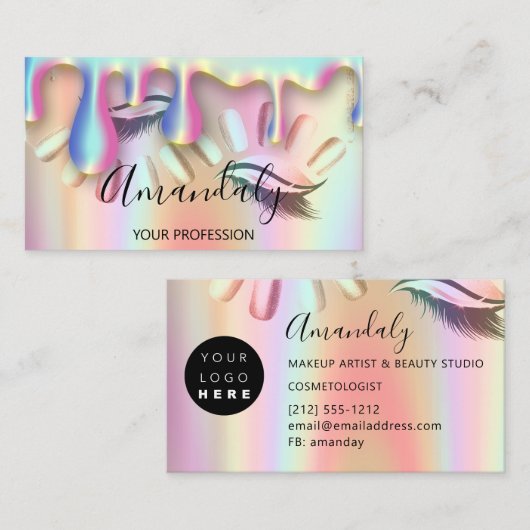 メイクアップアーティストラッシュ爪、 ネイルカスタムロゴ滴 名刺 (正面/裏面)