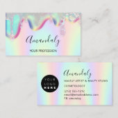 メイクアップアーティストラッシュ爪、 ネイルロゴホログラフィードリップ 名刺 (正面/裏面)
