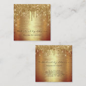 メイクアップアーティストラッシュMUA暖かい金ゴールドスパーク スクエア名刺 (正面/裏面)