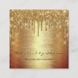 メイクアップアーティストラッシュMUA暖かい金ゴールドスパーク スクエア名刺