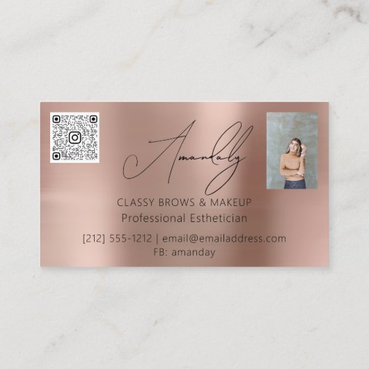 メイクアップアーティストラッシュQRロゴマイクロブレードバラグリッター 名刺 (裏面)