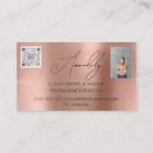 メイクアップアーティストラッシュQRロゴマイクロブレードバラ赤 名刺 (裏面)