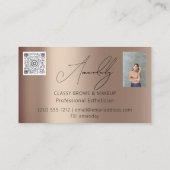 メイクアップアーティストラッシュQRロゴマイクロブレード金ゴールドバラ 名刺 (裏面)