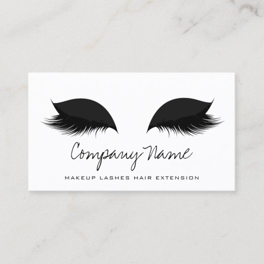 メイクアップアーティストラッズエクステンション白黒シンプル 予約カード (正面)