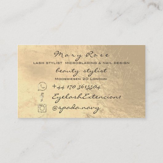 メイクアップアーティストラッズエクステンション金ゴールドエステティシャン 名刺 (裏面)