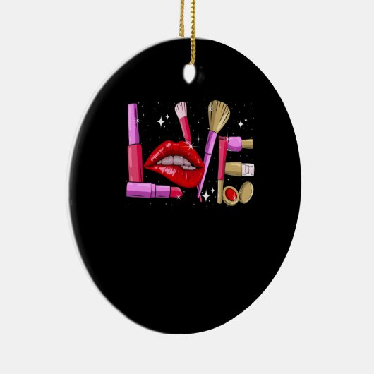 メイクアップアーティストラブ美容師ファッション セラミックオーナメント (右)
