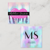 メイクアップアーティストリップグロスグリッター滴下ホログラム スクエア名刺 (正面/裏面)