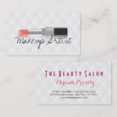 メイクアップアーティストリップスティック美しいサロンホワイトレザー 名刺 (正面/裏面)