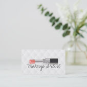 メイクアップアーティストリップスティック美しいサロンホワイトレザー 名刺 (スタンド正面)