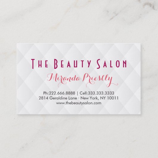 メイクアップアーティストリップスティック美しいサロンホワイトレザー 名刺 (裏面)