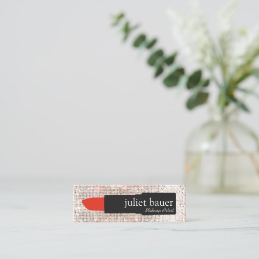 メイクアップアーティストリップスティック美しい スキニー名刺 (スタンド正面)