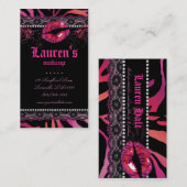 メイクアップアーティストリップスンレースゼブラレッドピンク 名刺 (正面/裏面)