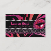 メイクアップアーティストリップスンレースゼブラレッドピンク 名刺 (裏面)