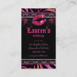 メイクアップアーティストリップスンレースゼブラレッドピンク 名刺