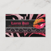 メイクアップアーティストリップスンレースピンクオレンジレッドゼブラ 名刺 (裏面)