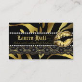 メイクアップアーティストリップスnレース金ゴールドゼブラモダン 名刺 (裏面)